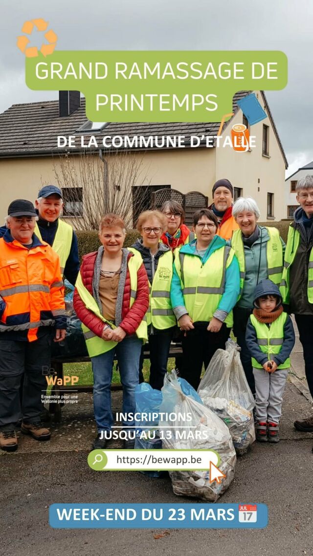 🌍 Grand Nettoyage @be_wapp dans la commune d’Étalle le 23 mars ! 🚮 Rejoins-nous pour donner un coup de propre à nos villages et communes. Ensemble, faisons la différence pour un environnement plus sain et plus vert. 🌿 Inscris-toi dès maintenant via le lien dans ma bio, et soyons les héros du changement ! 🌟

#ProvinceDeLuxembourg #luxembourgbelge #belgianluxembourg #belgique #wallonie #wallonia #ramassagededechets #collectededechets #etalle #clean