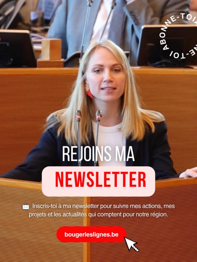 📩 Envie de suivre mon actualité au Parlement wallon, les dossiers que je défends et les projets sur lesquels je travaille ?

Je vous partage régulièrement les coulisses de mon mandat et les sujets qui font avancer la Province de Luxembourg ainsi que ma commune Etalle dans ma newsletter 🗞️

👉 Inscrivez-vous gratuitement sur Bouger les Lignes pour ne rien manquer 💻 

Www.bougerleslignes.be 🔗 

#newsletter #bougerleslignes #actualité #wallonie #provincedeluxembourg