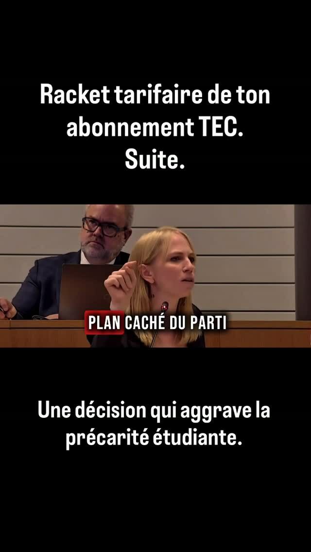 ❌ Augmenter les tarifs du TEC ? Une décision tellement IMPOPULAIRE pour Les Engagés qu’ils ont trouvé une parade pour éviter d’assumer leur choix : faire porter le chapeau à d’autres. Au Conseil d’administration du TEC. Sauf qu’il est lui aussi, présidé par Les Engagés !

🤬 Un sommet d’hypocrisie politique, alors que cette volonté d’augmenter les tarifs du TEC était affichée et assumée dès le début de la législature par le ministre François Desquesnes.

🚌 Aujourd’hui, quand il faut assumer ses décisions, le ministre tente de se déresponsabiliser. Mais derrière ces augmentations, il y a bien un choix politique de cette majorité.

💰 Et ce sont une nouvelle fois les citoyens qui vont payer la facture !

➡️ Quand il faut faire payer les citoyens, les Engagés sont au rendez-vous. Quand il faut assumer leurs décisions, il n’y a plus personne !